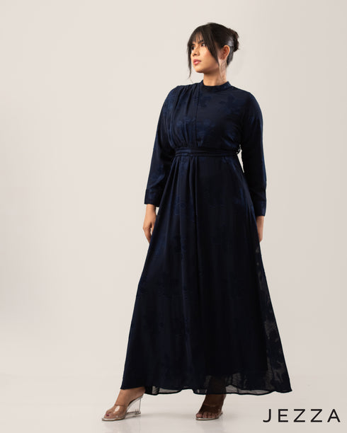 Decorative Brocaded Chiffon Evening Dress 63331